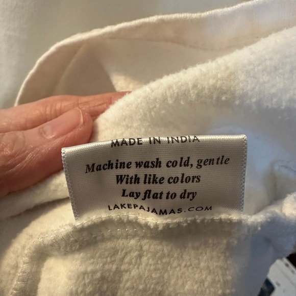 LAKE Pajamas Women's White Cotton Blend Long‎ Sleeve Tunic Top - Size M - Picture 5 of 10